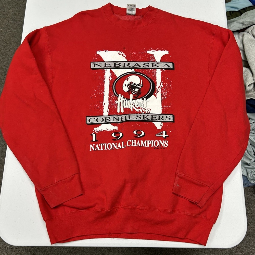 Fruit of the Loom Sweatshirt Mens XXL Red Good Nebraska Cornhuskers 1994 Vintage